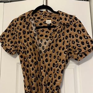 Belted Cheetah button up dress